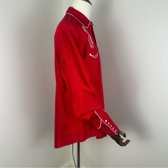 Rockmount Ranchwear Red Warbonnet Embroidered Western Shirt Sz M - Picture 3 of 5